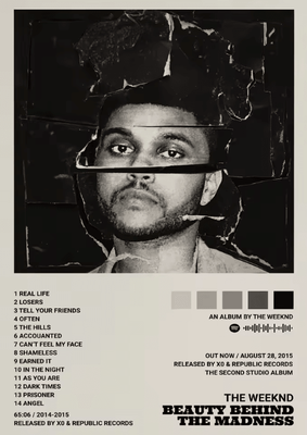 Inspire Curations The Weeknd Hip Hop Album Canvas Poster Modern Music Wall Art Decor dm8 2 30x42cm Unframed