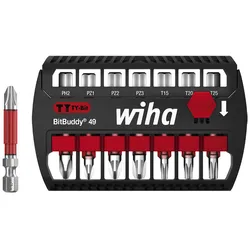 Wiha Bit Set BitBuddy TY-Bit 49 mm Phillips, Pozidriv, TORX 7-teiliges Set 1/4 zoll E6,3 - 42116