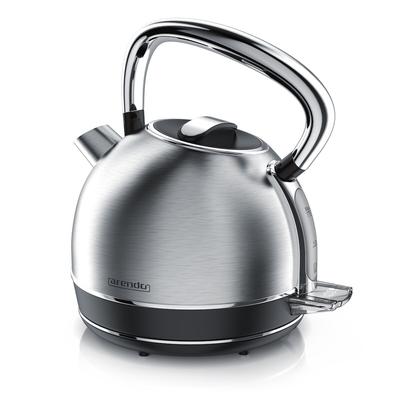 Arendo Wasserkocher mit Temperatureinstellung, 1,7 l, 2200 W, Edelstahl Retro Style Vintage, Überhitzung & Trockenkochschutz, silber