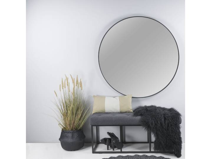 Wandspiegel SPINDER DESIGN Donna , schwarz, B:120cm H:120cm T:5cm Ø:120cm, Metall, Spiegelglas, Spiegel, Wandspiegel, Metall, Qualitativ hochwertiges Erscheinungsbild, Ø 120 cm