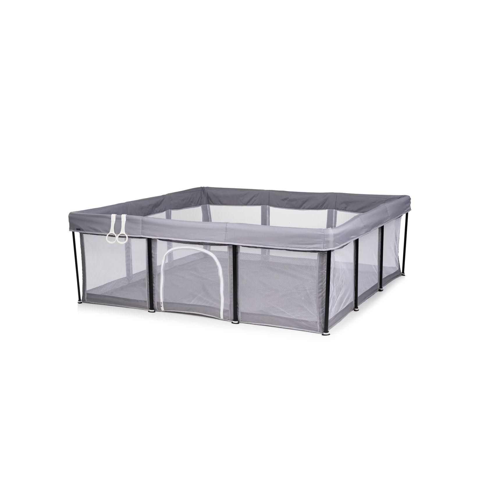 Chipolino Laufstall Easy 180 x 180 cm Tasche, 2 Ringe, faltbar, Schlupfloch grau