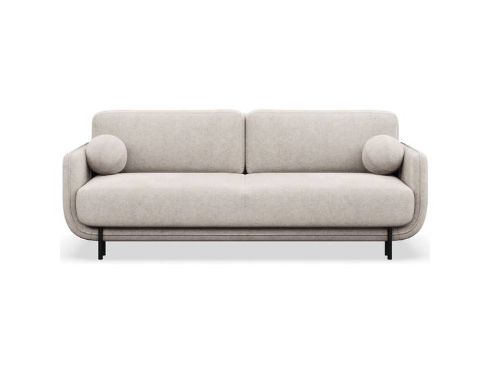 Dreisitziges ausklappbares Sofa Ovals in hellbeigem Flechtmuster