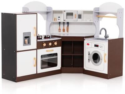 Costway Toddler Kitchen Playset with Ice Maker Microwave Oven Sink and Washing Machine for Kids 3+ Years Old