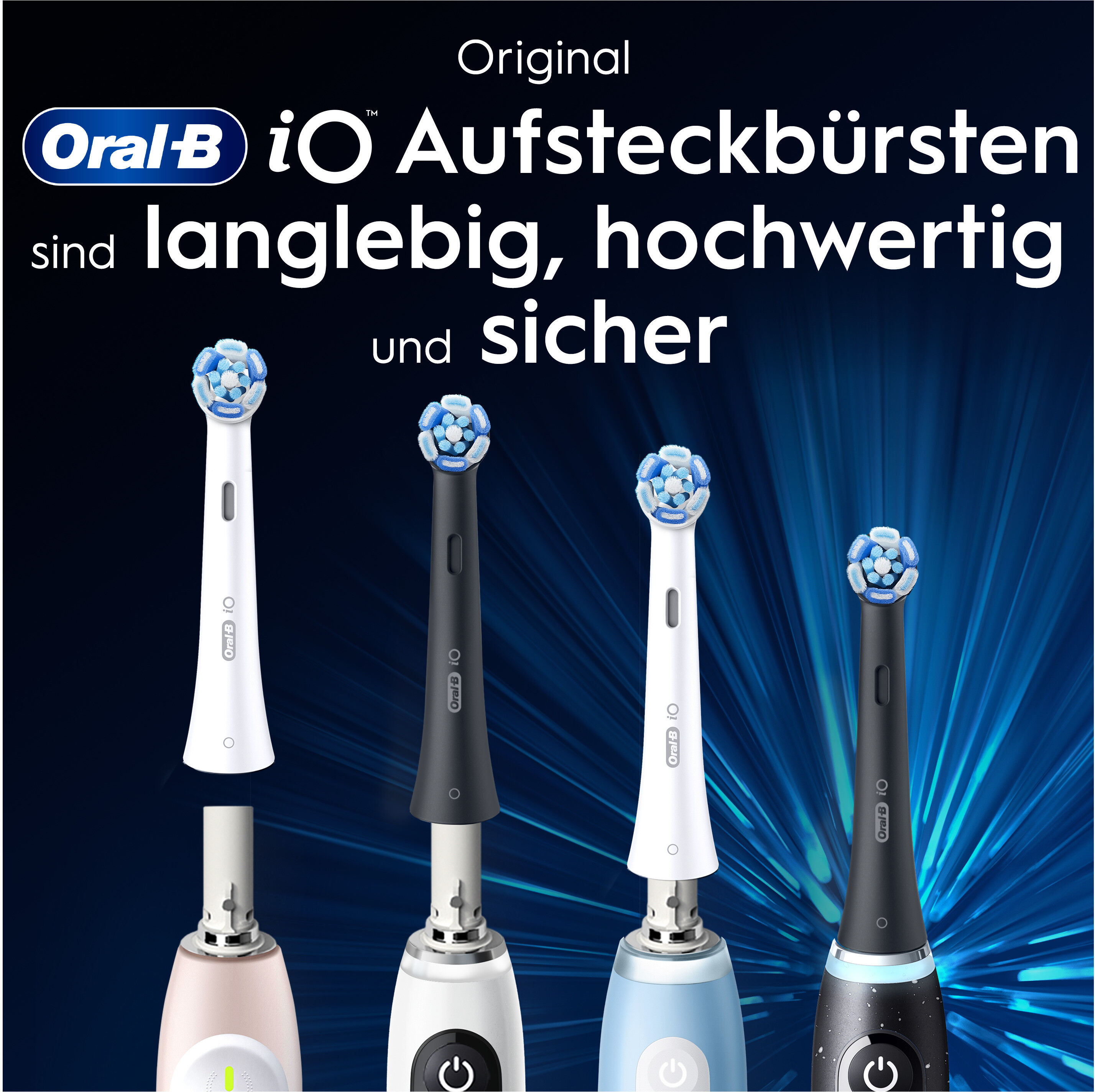 Aufsteckbürsten ORAL-B "iO Sanfte Reinigung", schwarz, Zahnbürstenköpfe, 8 Stk., Aufsteckbürsten, fortschrittliche Plaque-Entfernung, für empfindliches Zahnfleisch schwarz 8 Stk.