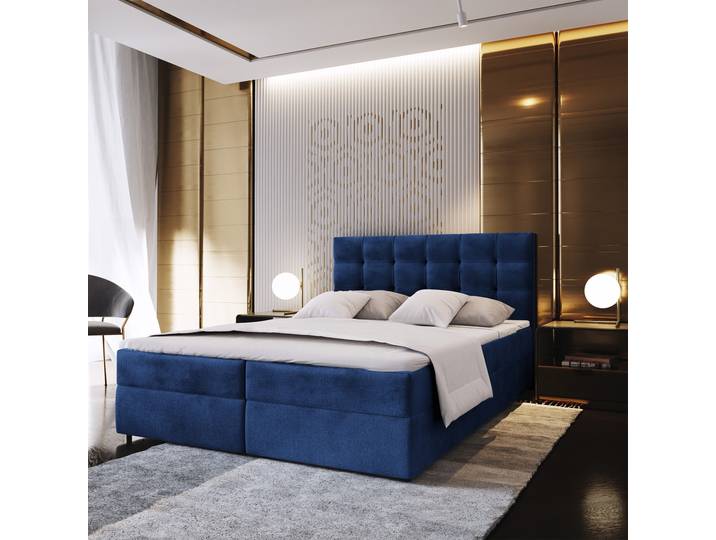 Masseno Boxspringbett GLOS mit Bettkästen 140x200 cm - Blau, KRONOS 09