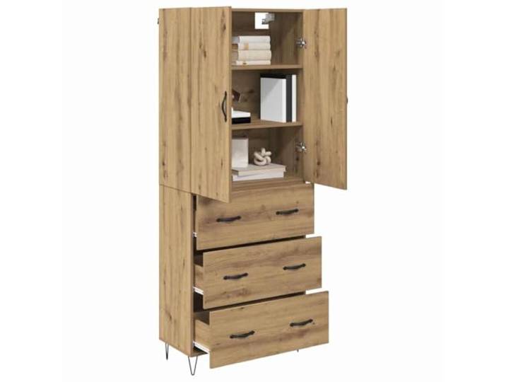 KTHLBRH Sideboard 2 Stück Eiche Handwerk 69,5 x 34 x 180 cm Mehrschichtholz, 3 Schubladen, 2 Türen, 3 Einlegeböden, Eisengriffe, max. Belastung 60 kg