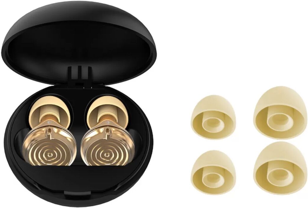 INF Einstellbare geräuschreduzierende Silikon-Ohrstöpsel – Wasserwellen-Design, 3-stufig, waschbar, Doppelring, 25-28db Gold