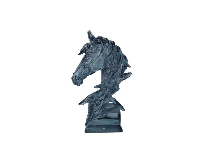 Statue de tête de cheval bleue transparente de luxe nordique, sculpture en résine, accessoires de décoration pour la maison, intensifie la décoration intérieure