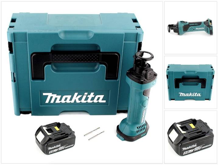 Makita DCO 180 T1J Affleureuse plaque de plâtre 18V avec boîtier MAKPAC + 1 x Batteire 5\,0 Ah sans Chargeur