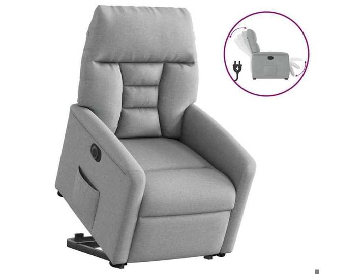 Meuble Fauteuil inclinable électrique gris clair tissu SIEGE - ASSISE FF6502
