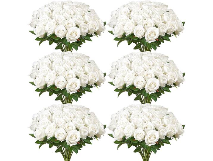 VEVOR Kunstrozen Wit 120 Stuks Kunstrozen Kunstbloemen Neproos