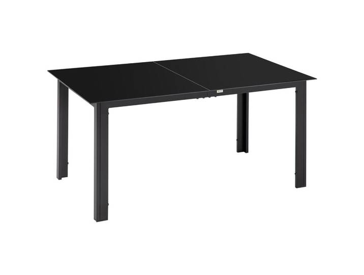 Outsunny Gartentisch, Schwarz, Aluminium, Glas, Metall, 90x74x150 cm, Gartenmöbel, Gartentische, Gartentische