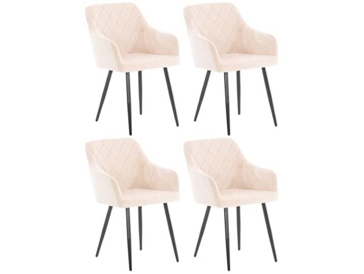 CLP 4er Set Esszimmerstuhl Shila I Samt I Stoff I Gesteppt I Mit Bodenschonern Farbe beige Material Samt