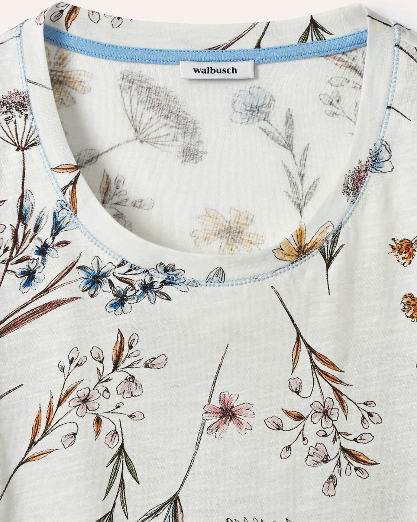 Walbusch Baumwollshirt mit Blumen, normale Größen, Farbe Weiß, 44, weicher Baumwoll-/Modalmix pflegeleicht Damen
