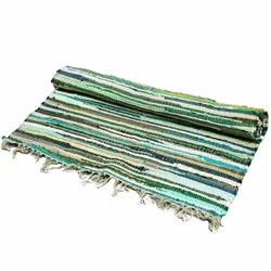 Large Rag Rug - 150x90cm - premium quality - Natural Greens