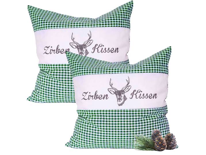 2er-Set Zirbenkissen Vichy Grün 40 x 40 cm