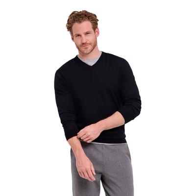 Strickpullover FALKE "Ultrafine Merino Wool", Herren, Gr. XL, schwarz (schwarz (3000)), Pullover Strickpullover