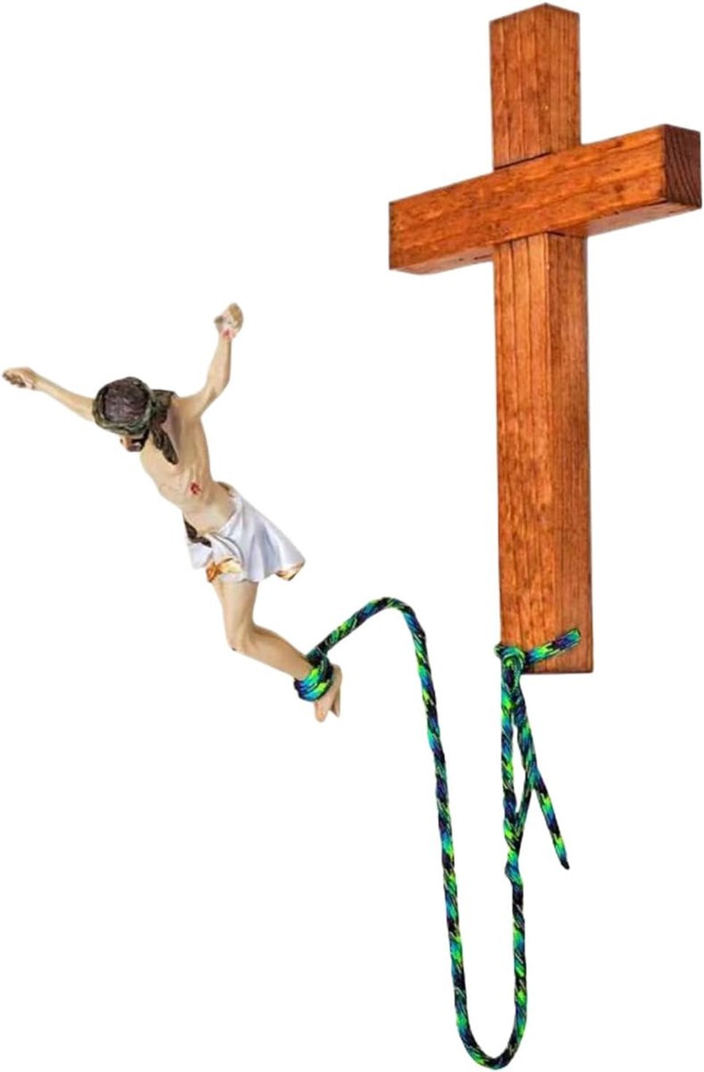 Jezus crucifix beeldje meerkleurig religieuze decoratie 21 x 18 cm