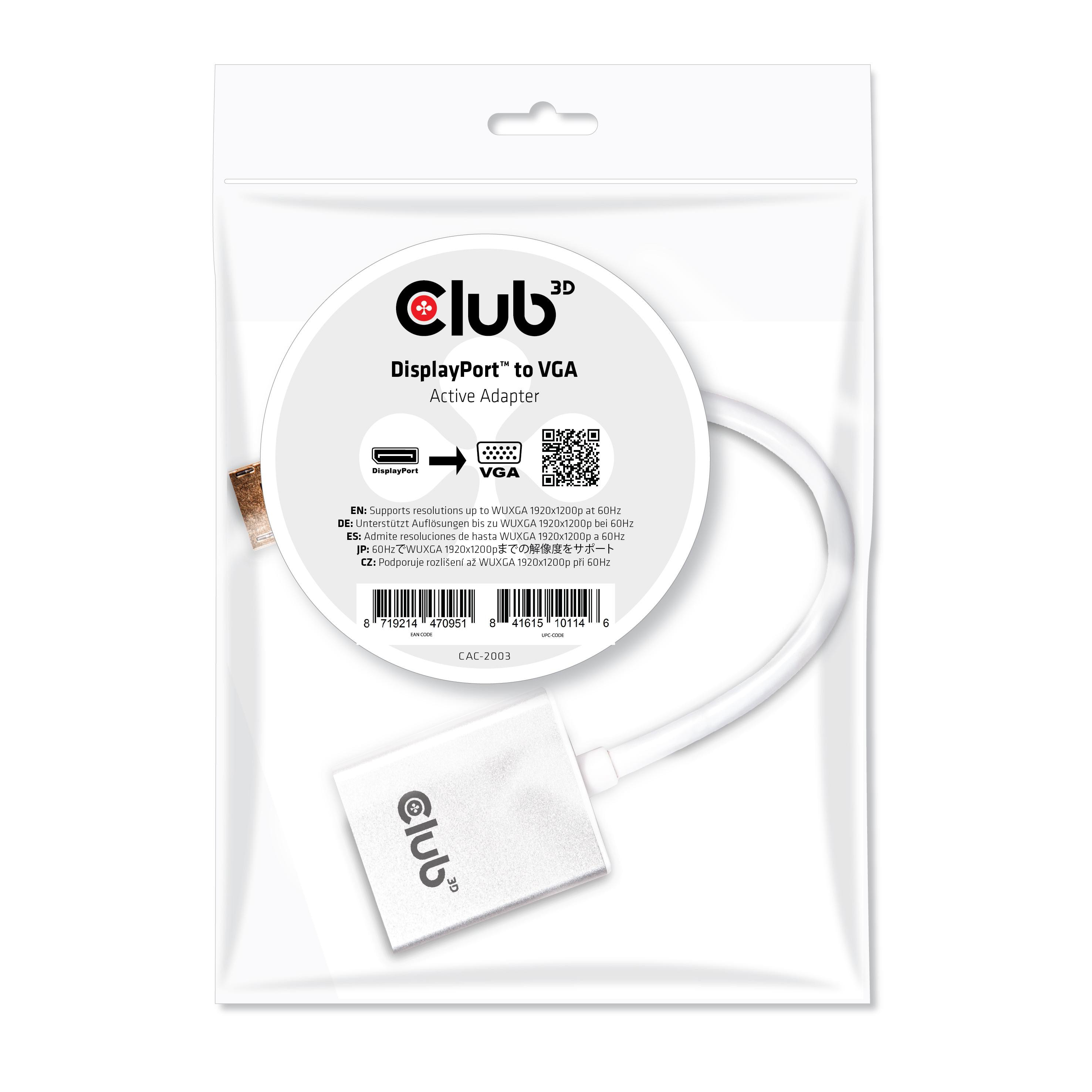 Club 3D CAC-2003 DisplayPort / VGA Active Adapter