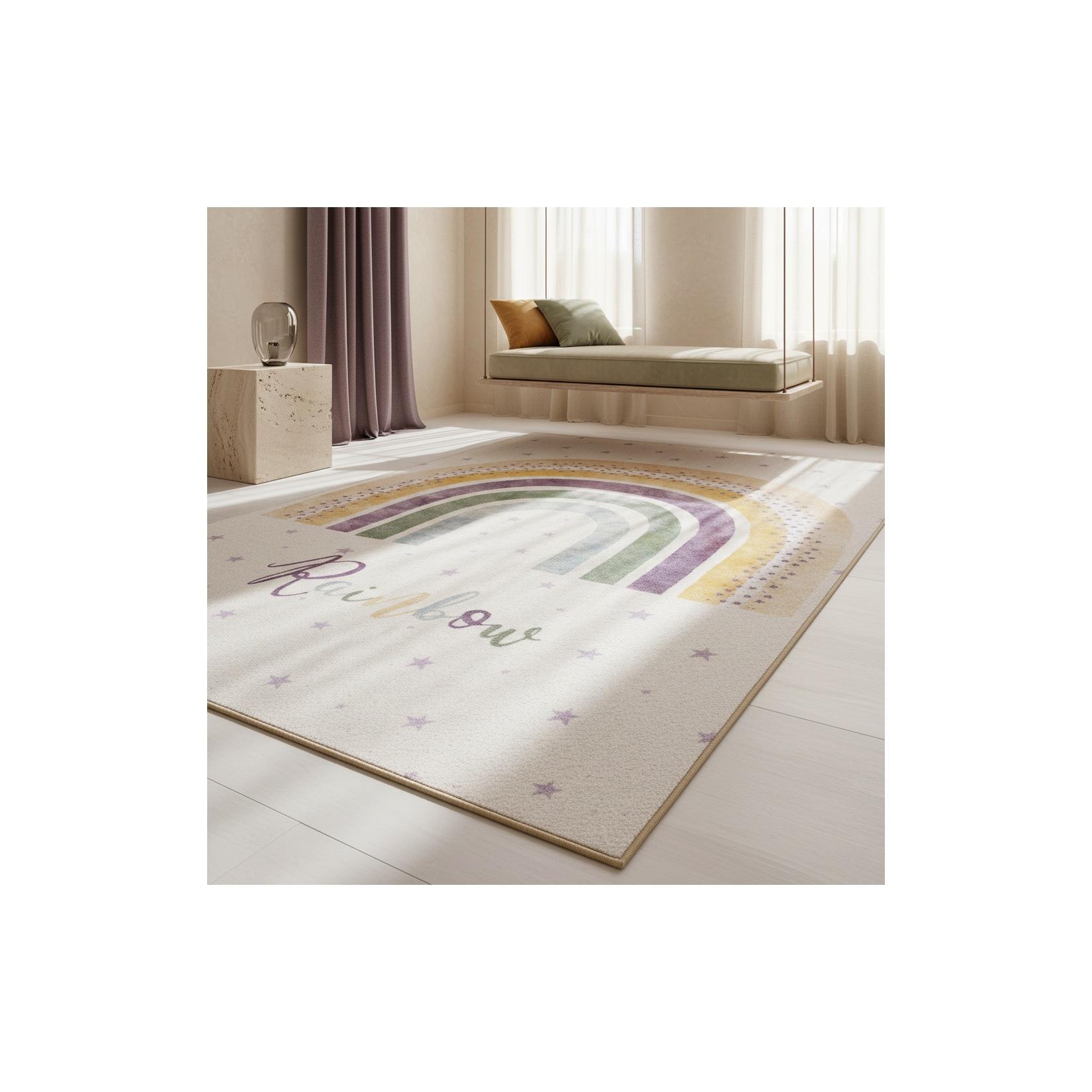 Kinderteppich TRAUN, mit Regenbogen-Motiv, Creme, 160 x 230 cm