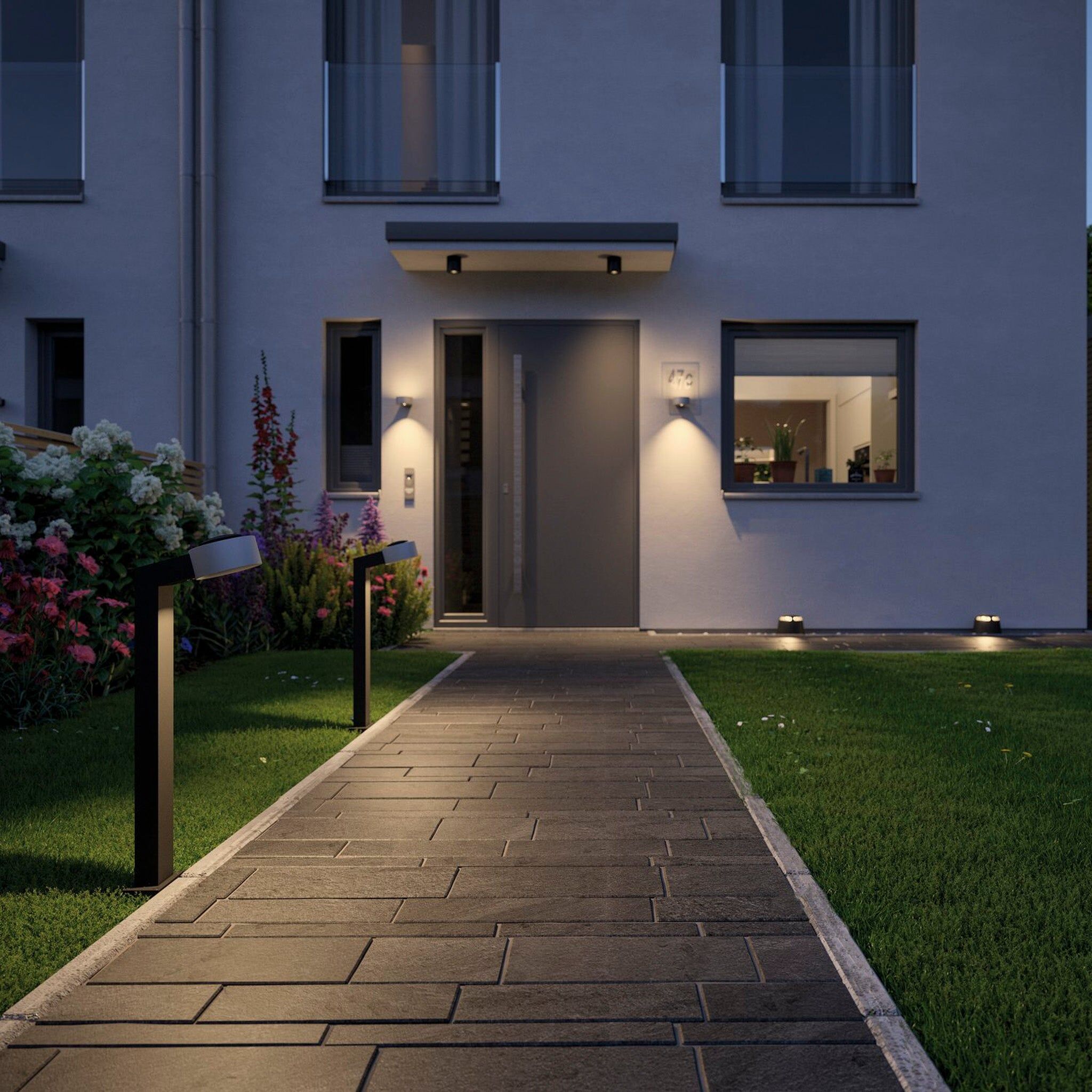 Paulmann - Plug & Shine Outdoor 6W LED Surface-Mounted 19.3cm Double Spotlight in Anthracite