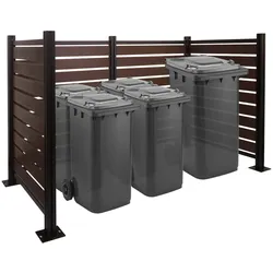 PROREGAL Alu Mülltonnen-Zaun | HxBxT 130x206x110cm | Mülltonnenverkleidung | Braun | Holzoptik erweiterbar