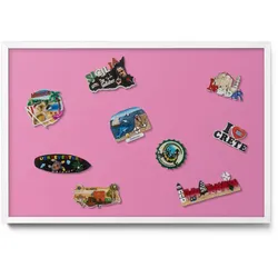 MAGNETTAFEL 60x40 cm Weißer Rahmen Pink