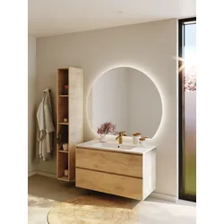 RIHO Spring Dew Badmöbel-Set, Waschtisch und Waschtischunterschrank, 2 Auszüge, 100x46x56cm, F001518D05, Farbe: Nature Oak Holzdekor
