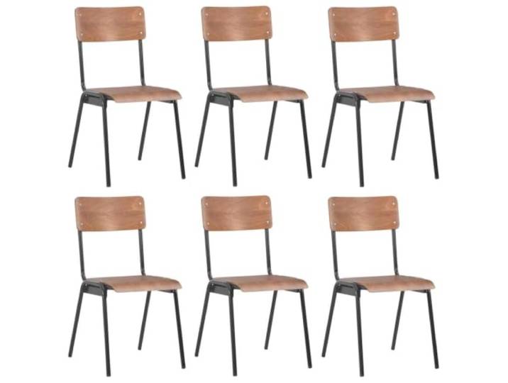 HEFZGDB 6 Stück Esszimmerstühle aus Braunem Sperrholz mit Stahlbeinen, Stapelbare Küchenstühle, Robustes und Langlebiges 6-teiliges Sitzgruppen-Set für Essbereich
