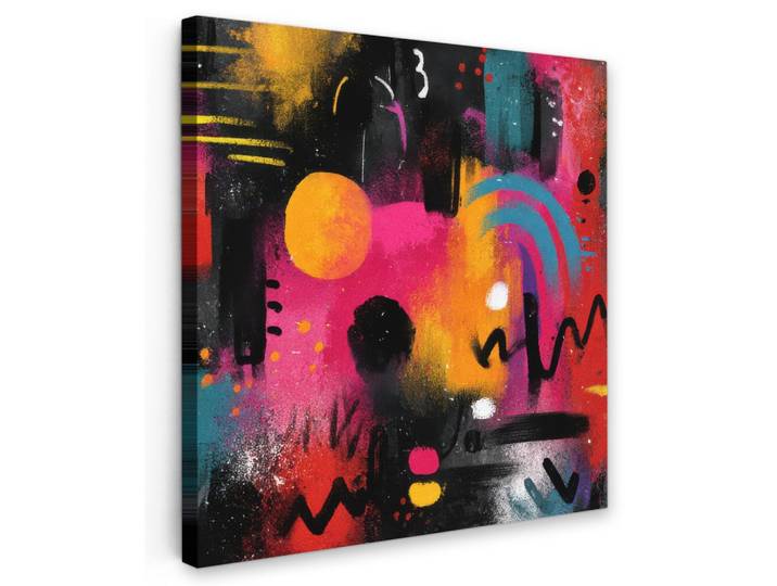 LEINWANDBILD Farbflächen - Formen - Bunt - Abstrakt Wandbild Wohnzimmer 50x50 cm