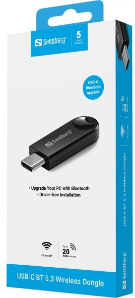 Sandberg Usb-C Bt 5.3 Wireless Dongle, Sort