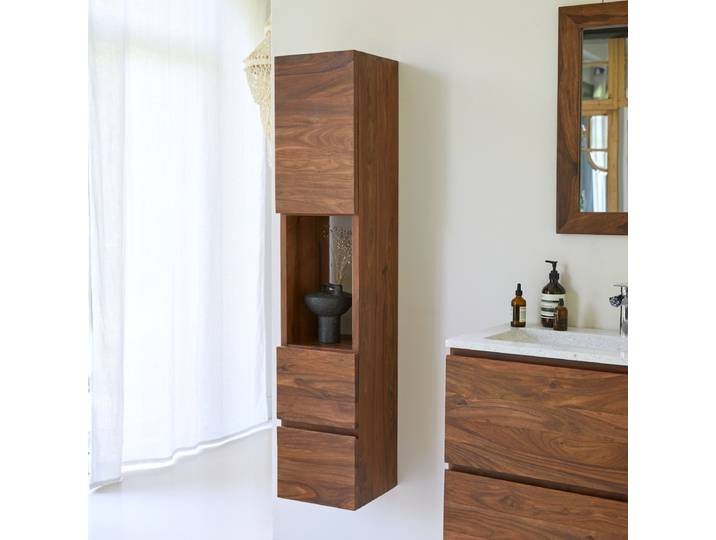 Hochschrank aus massivem Palisanderholz Nova - Braun - Sheesham