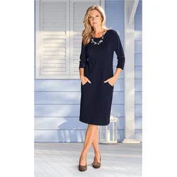 Baumwoll-Kleid in marine in Größe 48 von DW-Shop, Marine, 48