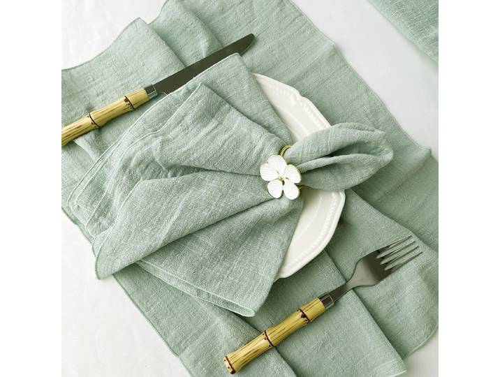 Serviettes en tissu de coton vert sauge, 100 pièces, gaze 30x30cm pour décoration de mariage, usage quotidien, serviette de thé, serviettes de Table et de fête