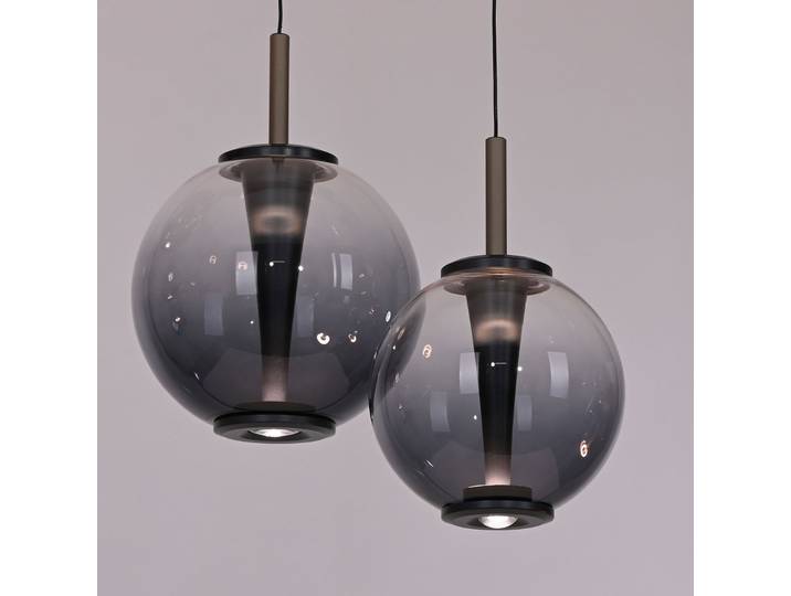 Suspension LED E-Infinity, gris/gris fumé, Ø 50 cm, CCT - PURE - Salon / séjour - Verre - Avec abat-jour