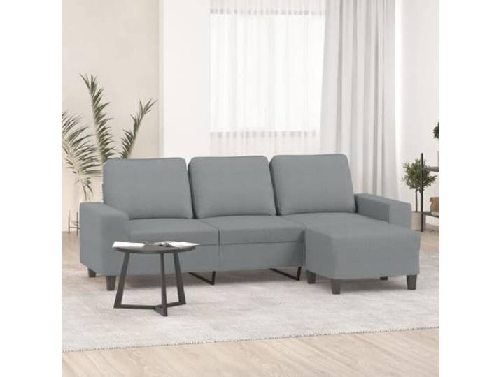 HEFZGDB 3-Sitzer-Sofa mit Hocker Hellgrau 180 cm Stoff Bezug Wohnzimmer Sitzgruppe, Robustes Gestell aus Sperrholz und Metall, Dicke Polsterung für Bequemlichkeit, Vielseitiger