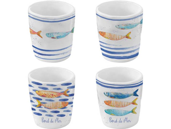 Easy Life Kaffeetasse Bord de Mer weiss, blau Porzellan 0.12 l