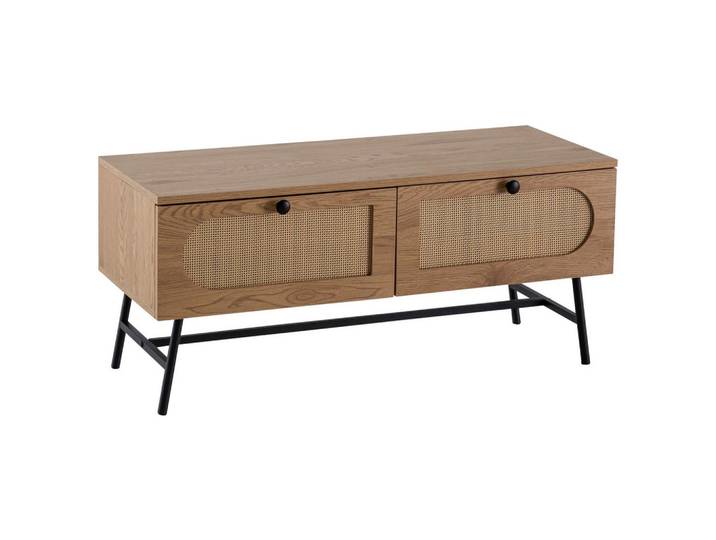 Lowboard Eichefarben Rattan