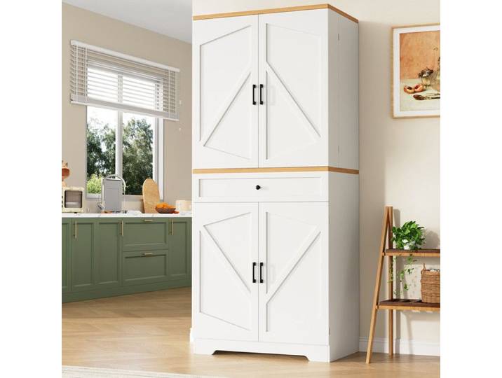 Buffet armoire de cuisine/salon 80x40x180cm 12 compartiments avec portes et tiroirs MDF/particules design moderne