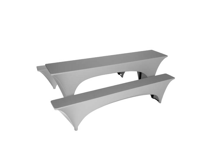 Tischdecke und Sitzbankbezug Set Hussen 220 - 240 x 70 cm 3-teilig grau