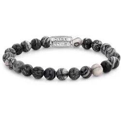 Rebel & Rose RR-80032-S Herren Bead-Armband Black Wolf 8 mm, 20 cm