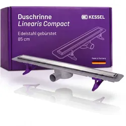 Kessel Linearis Compact Duschrinne 45600.64M flache Bodenablaufrinne für  bodengleiche Duschen, 850mm, mit Dichtmanschette, Ablaufgrundkörper