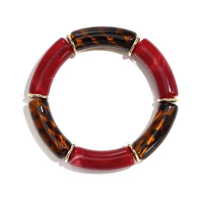 Armband ADELIA´S "LIVAYA", dunkelrot, Armbänder, Damen, Acryl, Armband, Trendig mit länglich gerundeten Perlen