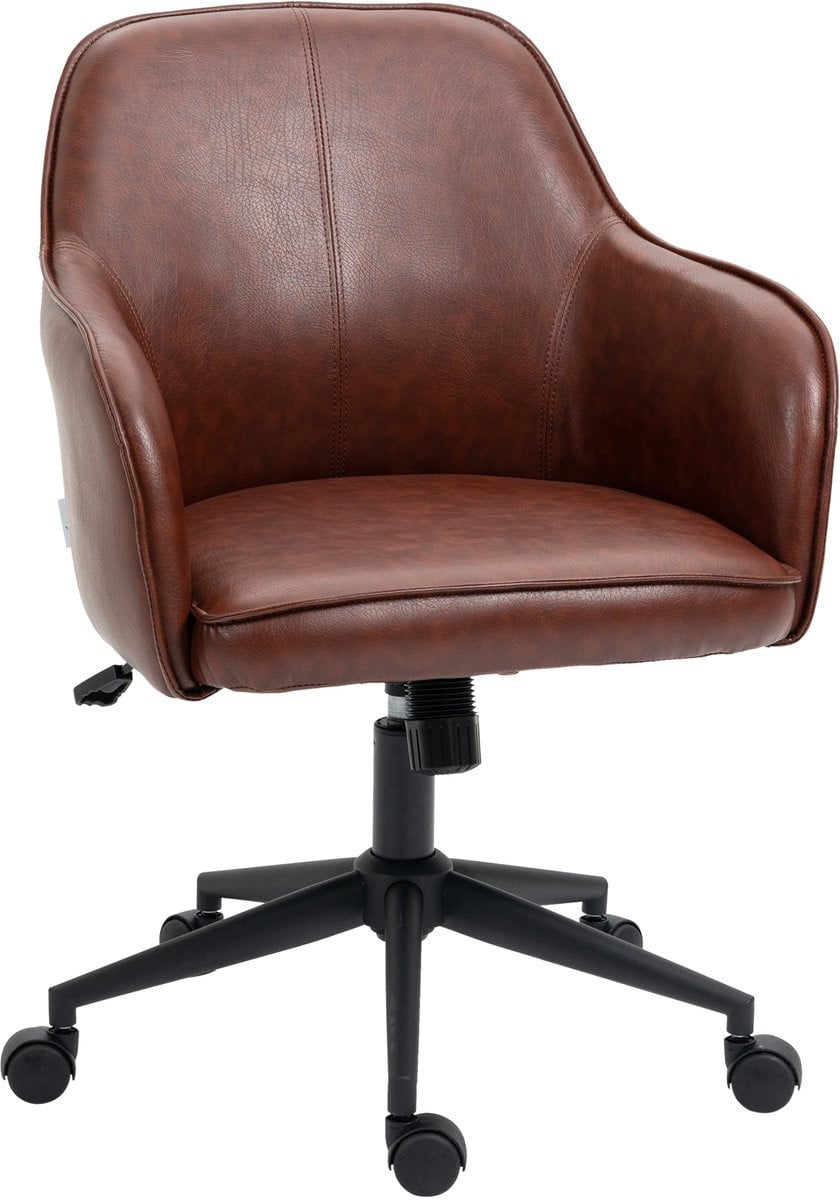 Clruro Bureaustoel met Wipfunctie in Bruin Lederlook