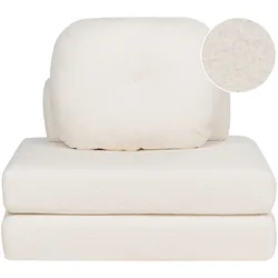 1-SITZER BODENSOFA Bouclé weiß mit Schlaffunktion Olden