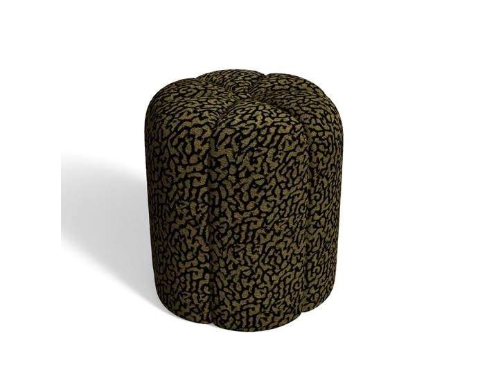 Pouf en tissu à motif léopard kaki