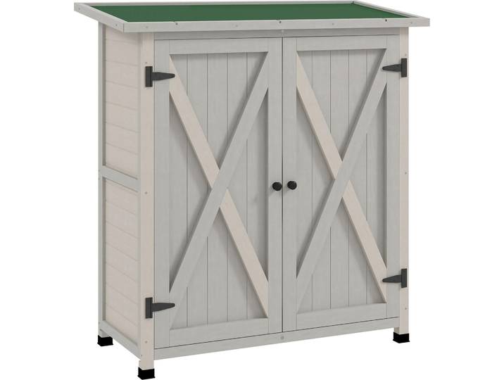 Outsunny Gartenschrank, Geräteschuppen aus Holz, Wetterfest Geräteschrank