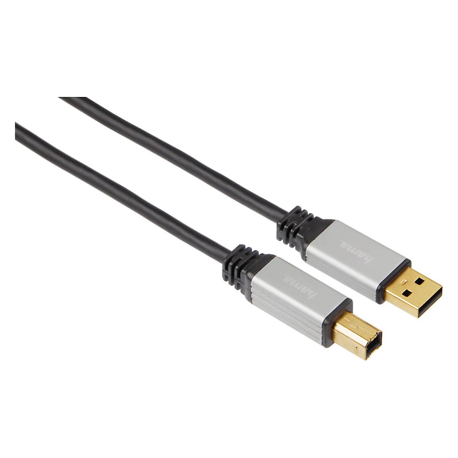 Hama USB-2.0-Kabel Vollmetallstecker & vergoldete Kontakte (5 m, USB 2.0) (00053744)