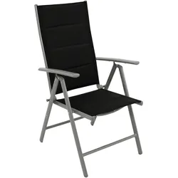 Klappsessel ALMERIA, Aluminium silbergrau + Kunstgewebe gepolstert schwarz, 2 Stück