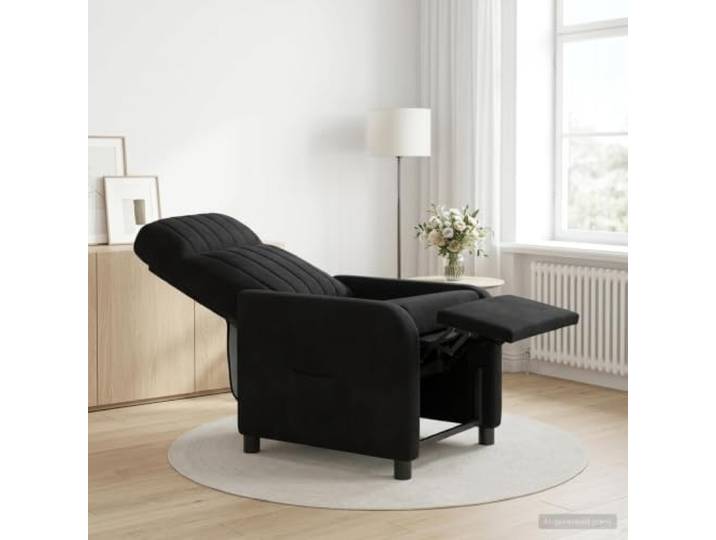 Liegesessel Schwarz Samt Verstellbar 115°-160° 100% Polyester-Samt,Metall- und Holzwerkstoffgestell,flache Armlehnen,höhenverstellbar
